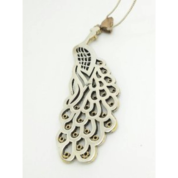 EMERALD RUBY ZIRCON PEACOCK PENDANT 925 18" - Picture 11 of 11